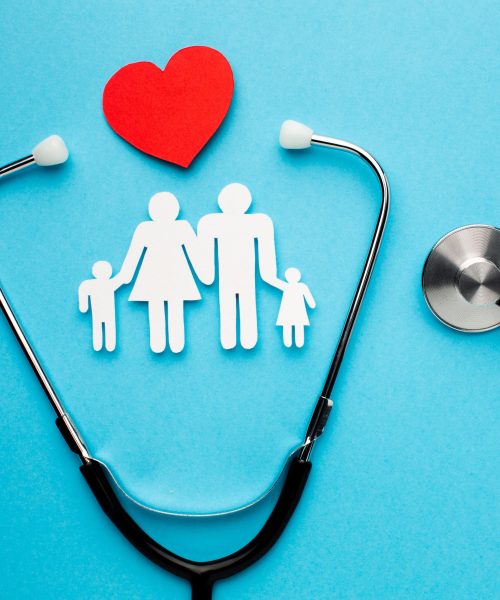 family-shape-figure-with-heart-stethoscope